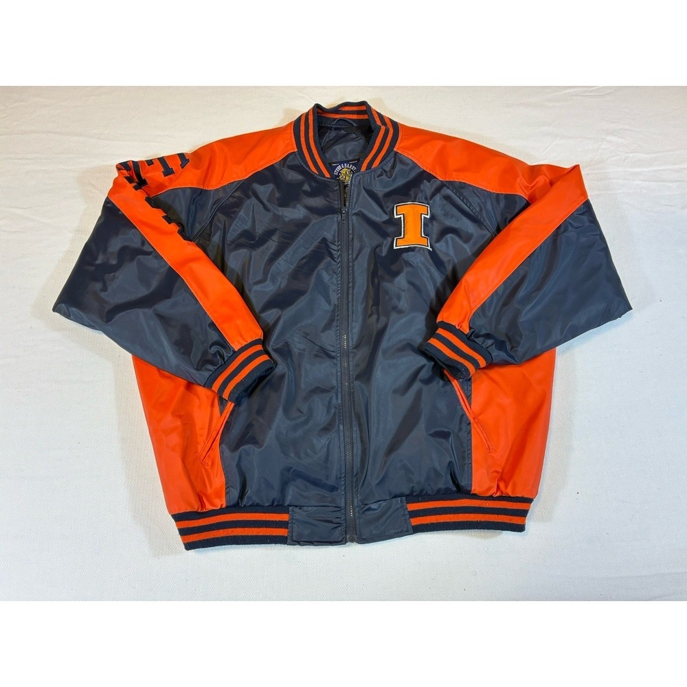 Vintage Steve & Barrys University of Illinois Jacket XXL Blue Orange Bomber - Picture 4 of 7